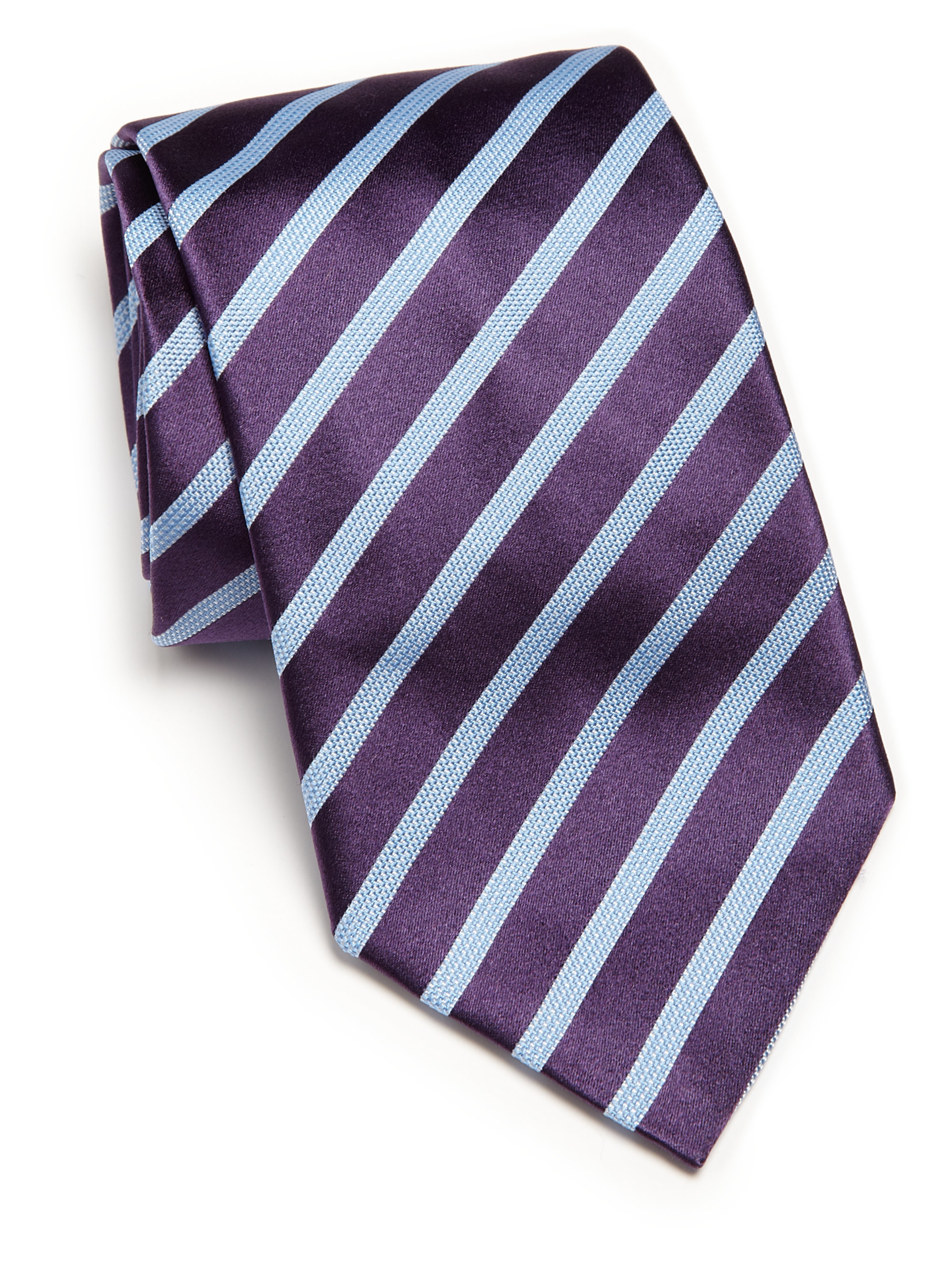 Ike behar Striped Silk Tie in Purple for Men (purple-light blue) | Lyst