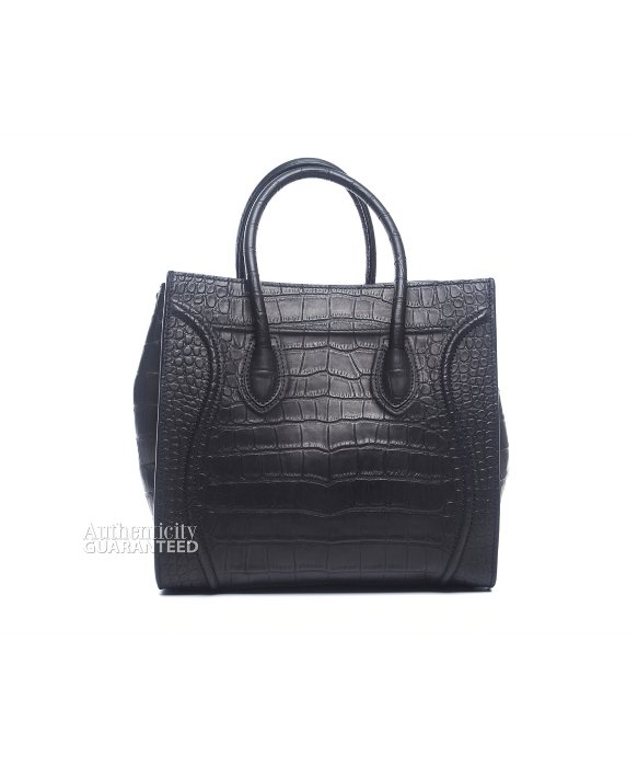 Cline Preowned Black Croc Embossed Leather Small Phantom Tote Bag ...  