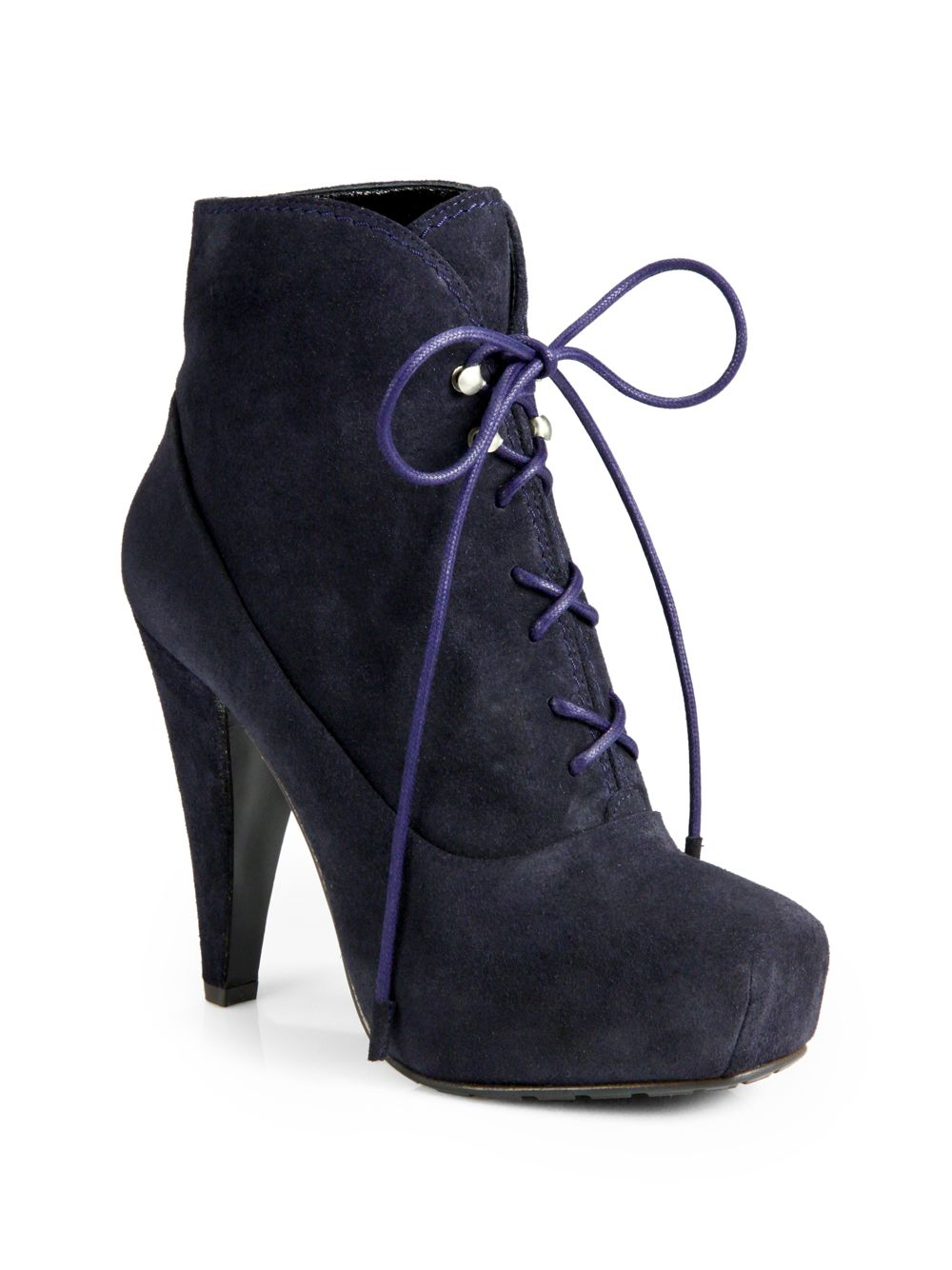 Proenza Schouler Suede Laceup Platform Ankle Boots in Blue (navy) | Lyst