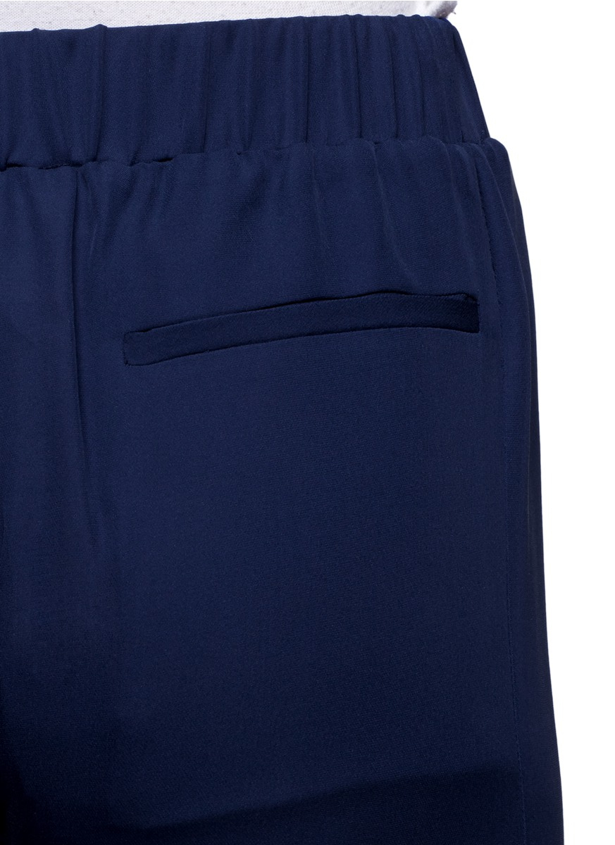 Lyst - Theory Korene Silk Crop Pants in Blue