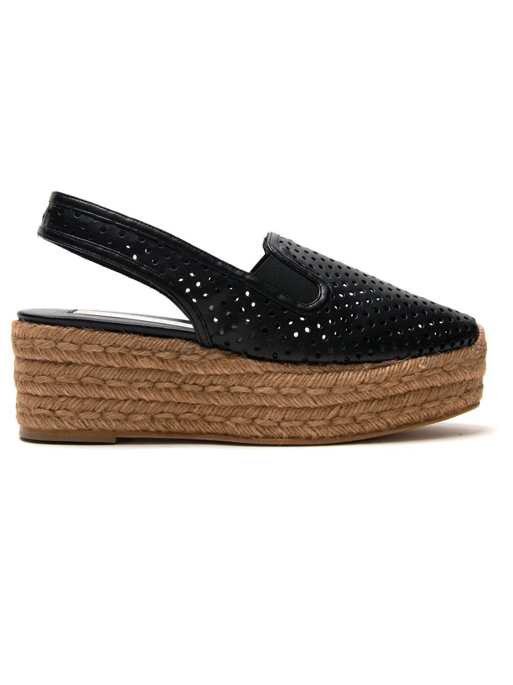 Stella mccartney Perforated Wedge Sandal in Black | Lyst