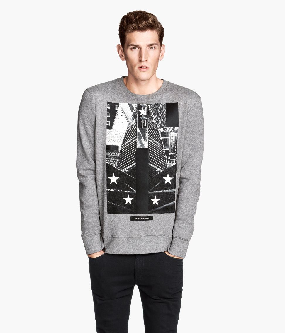 h m sweatshirt with a print in gray for men lyst