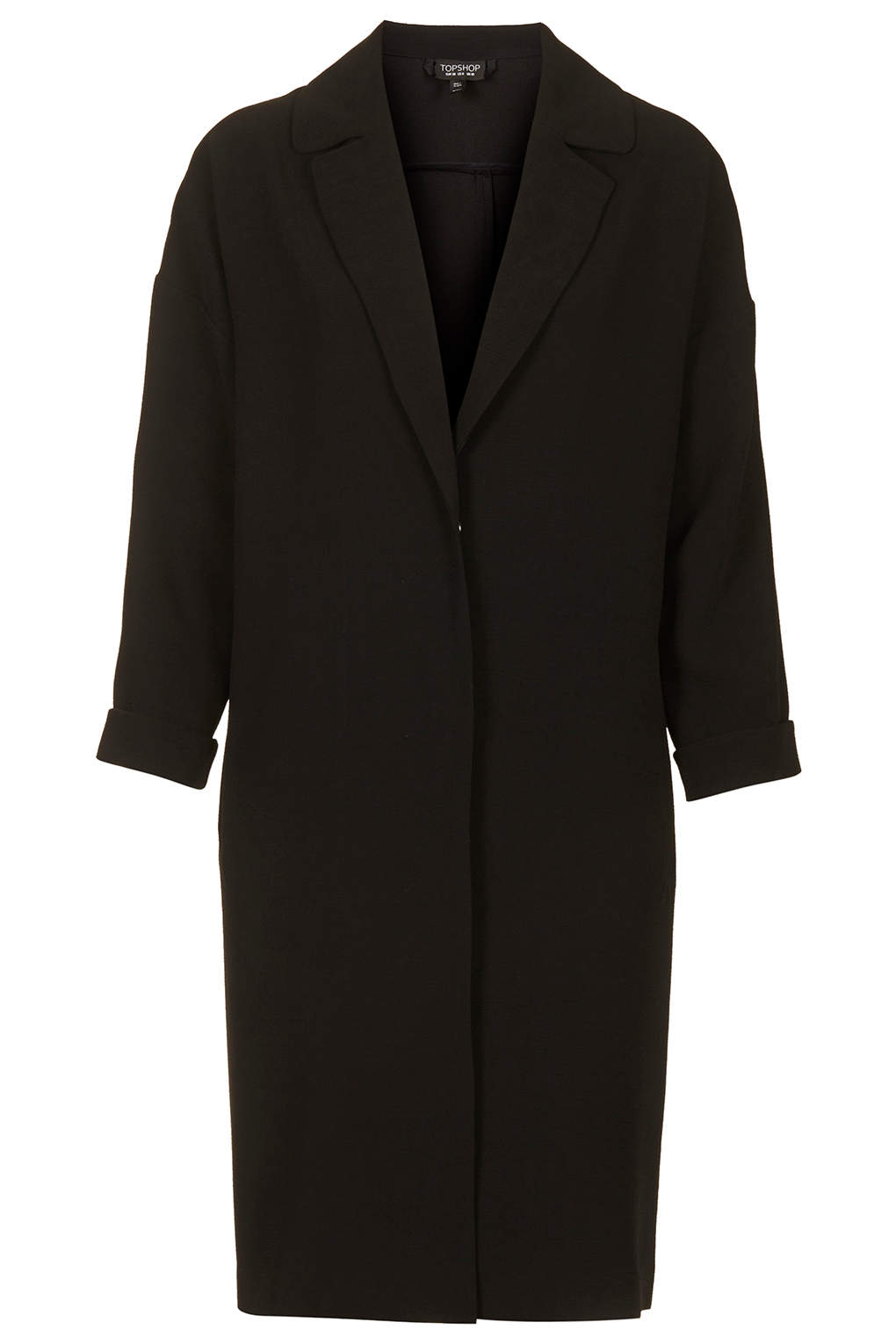 Topshop Petite Longline Throw On Duster Jacket in Black | Lyst