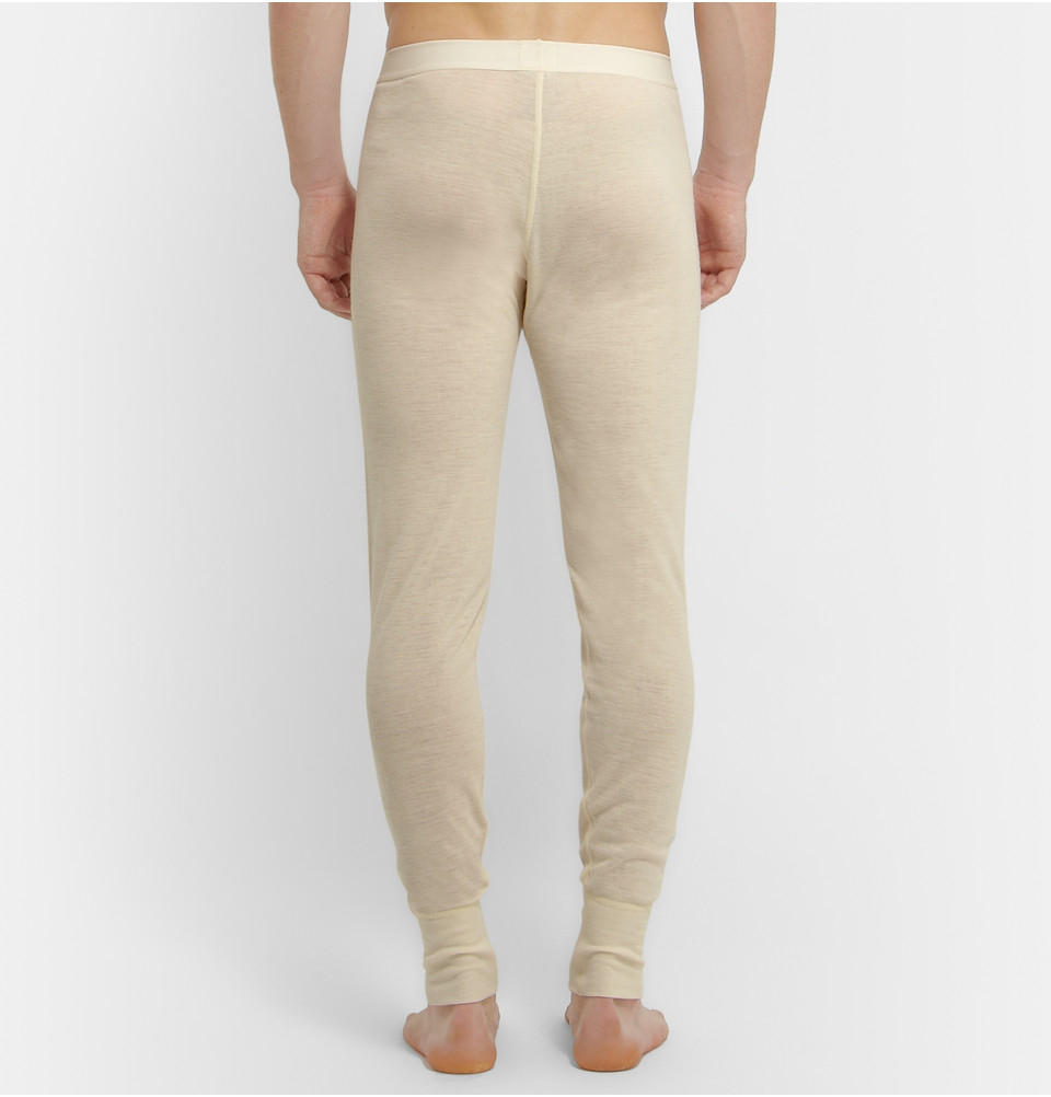 Sunspel Wool And SilkBlend Thermal Long Johns in White for Men Lyst