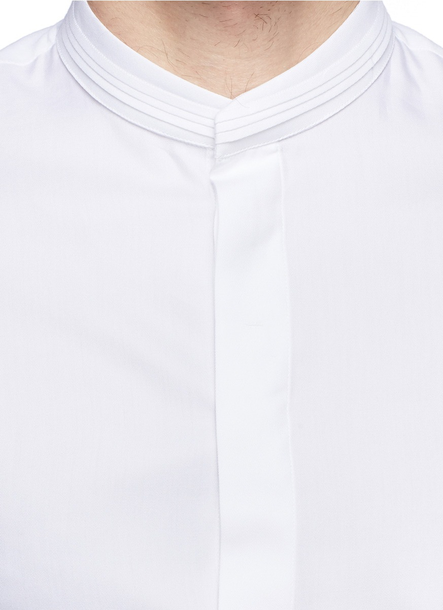 Lyst - Armani Pleat Mandarin Collar Tuxedo Shirt in White for Men