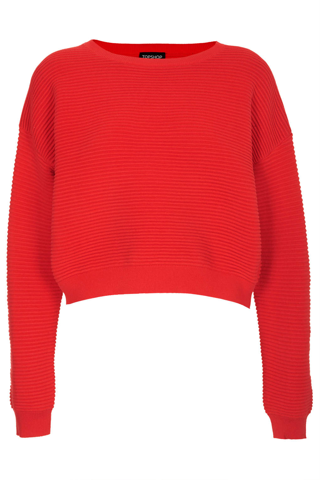 Lyst - Topshop Knitted Rib Textured Jumper in Red
