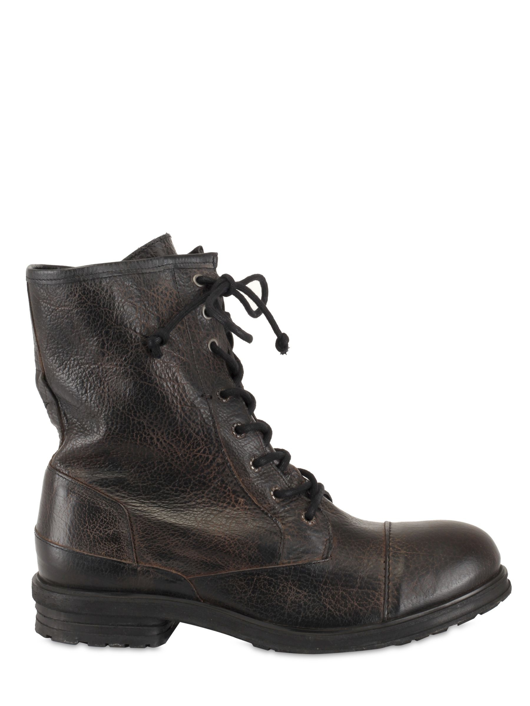 Lyst - Ksubi Textured Calfskin Lace Up Low Boots in Black for Men