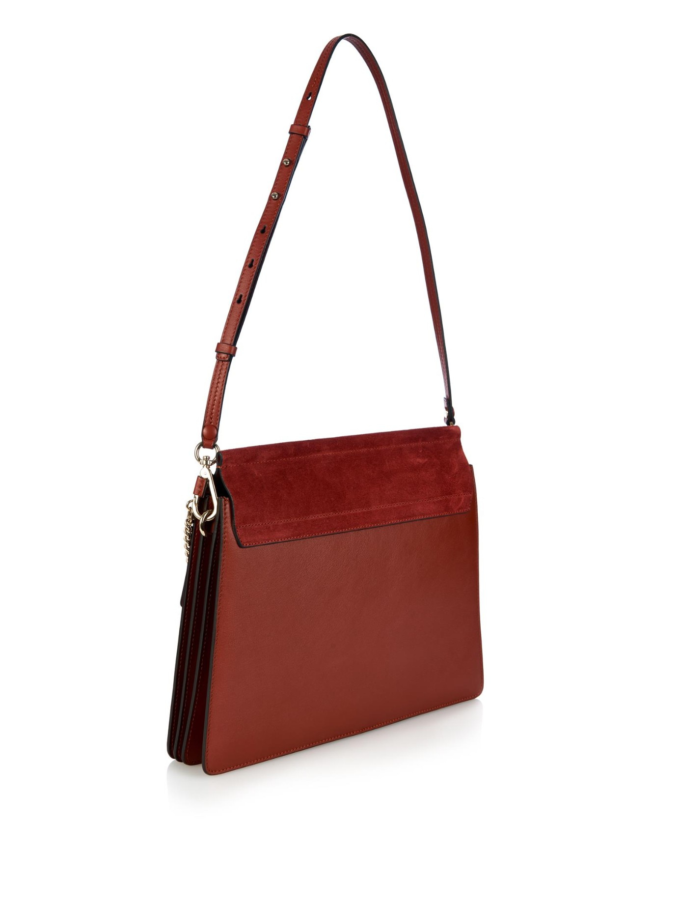 Chlo Faye Leather And Suede Shoulder Bag in Red (DARK RED) | Lyst