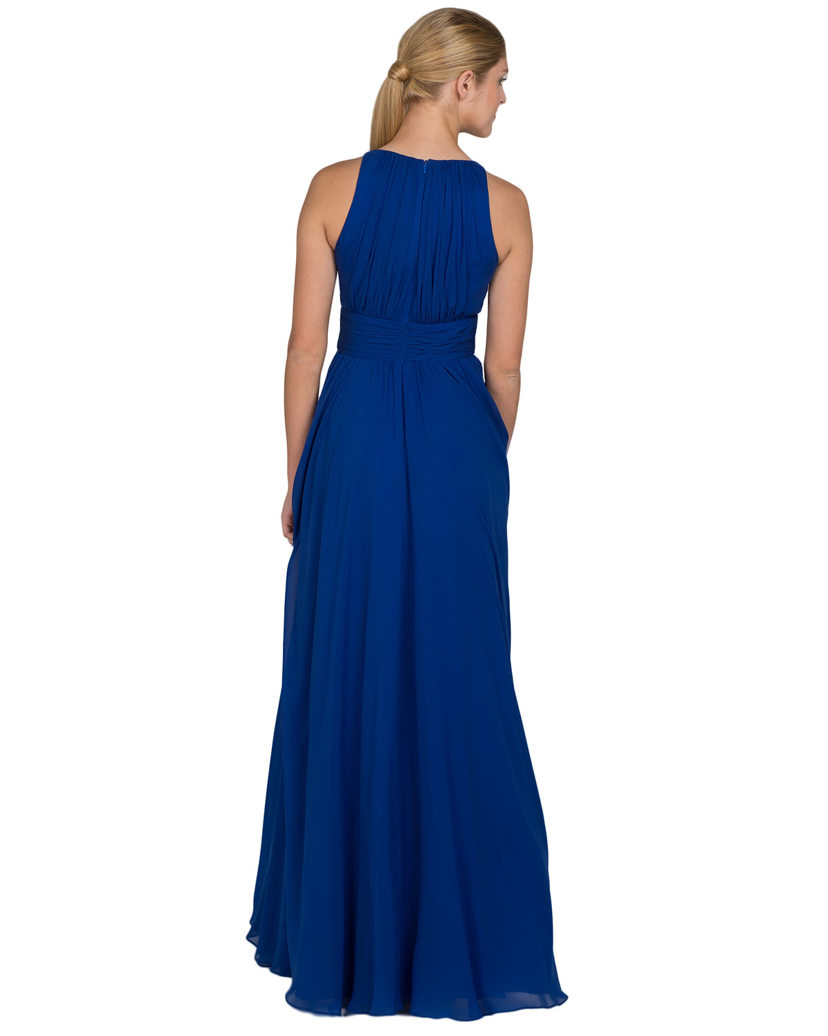 Badgley mischka Chiffon Halter Evening Gown in Blue | Lyst