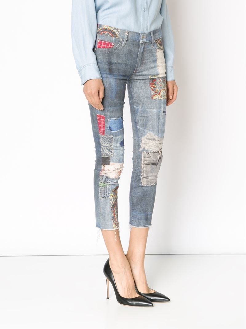 Lyst - Mother Patchwork Jeans in Blue