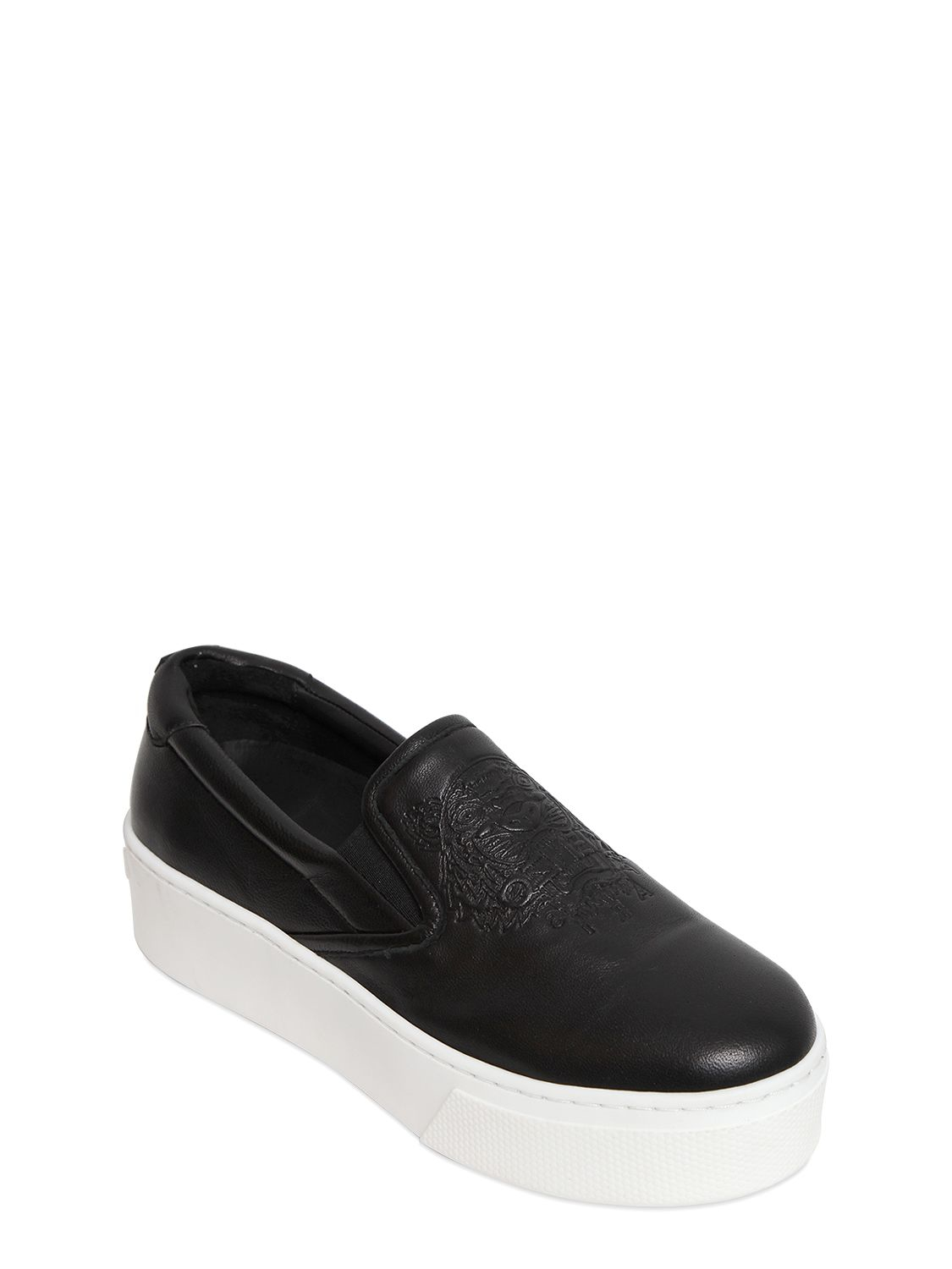 Lyst - Kenzo 40mm Leather Slip-on Platform Sneakers in Black