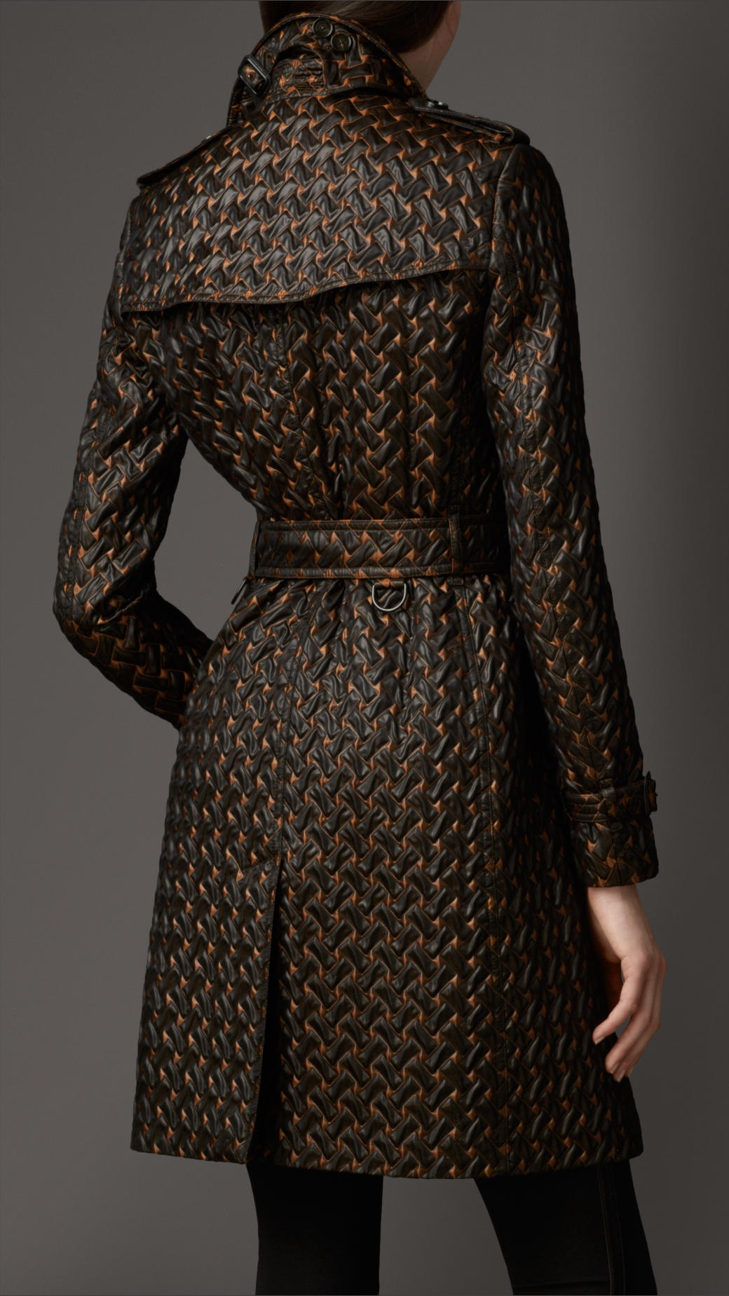 Lyst - Burberry Textured Jacquard Trench Coat in Metallic
