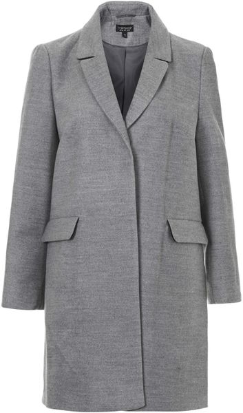 Topshop Slim Pocket Detail Coat in Gray (GREY) | Lyst