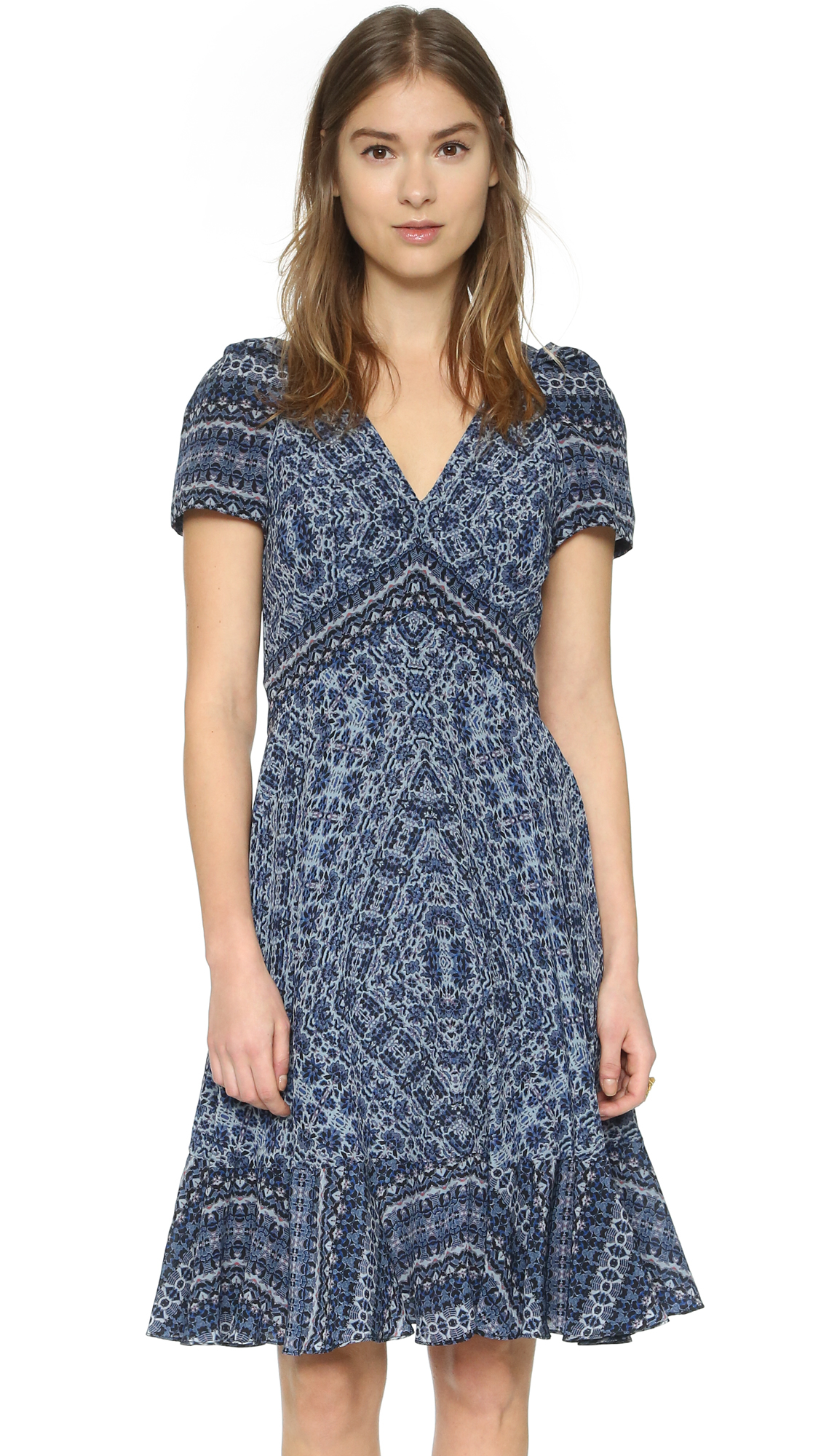 mango blue paisley dress