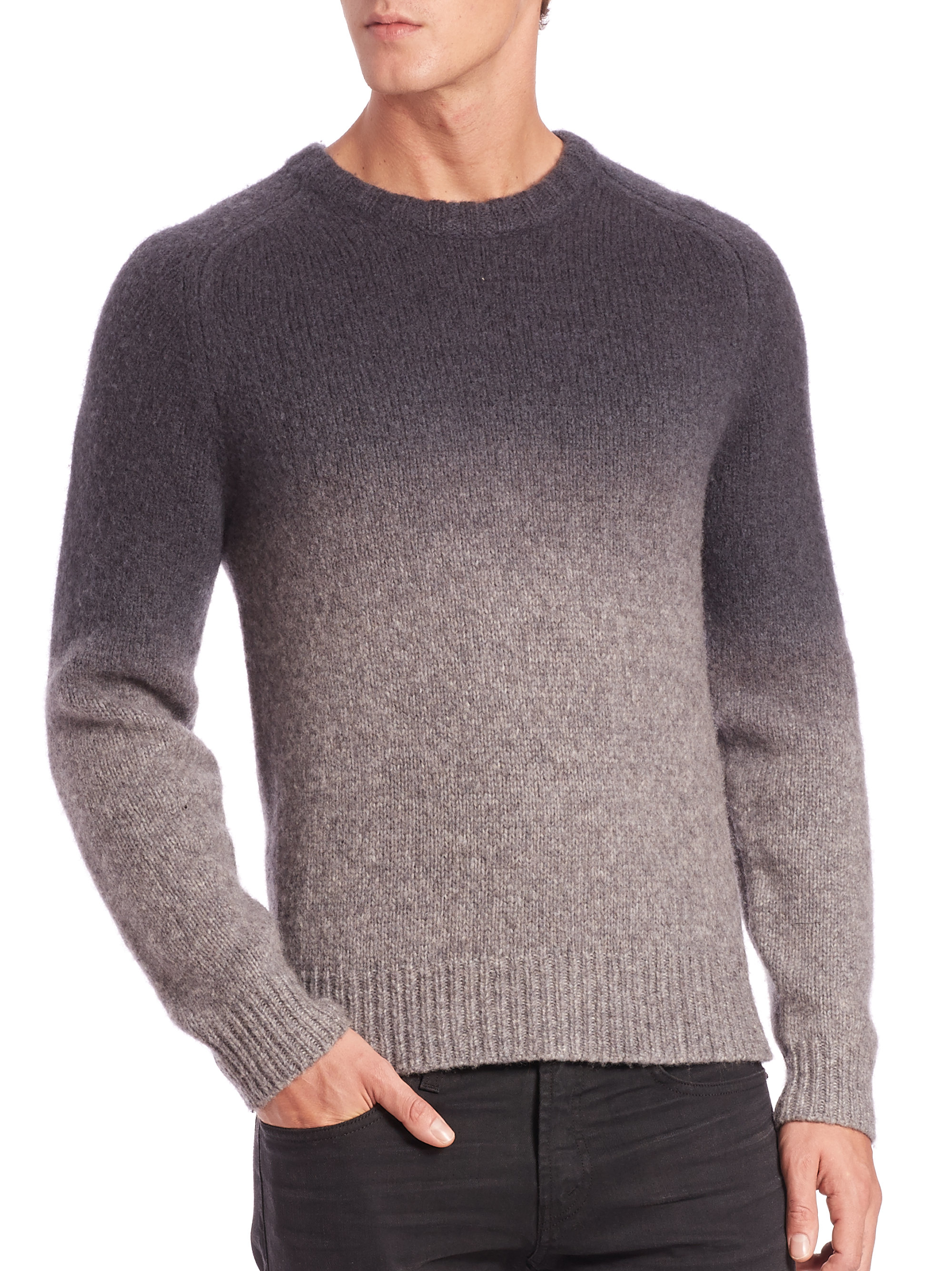 Lyst - J Brand Haze Dip-dye Crewneck Sweater in Gray for Men