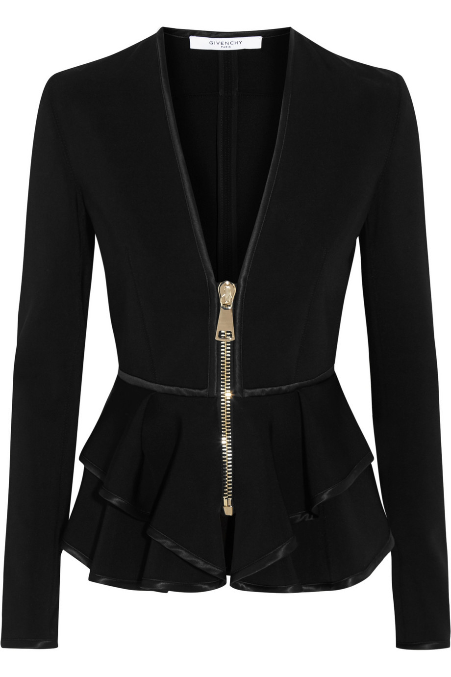 Lyst - Givenchy Ruffled Peplum Jacket In Black Stretch-Scuba Jersey in ...