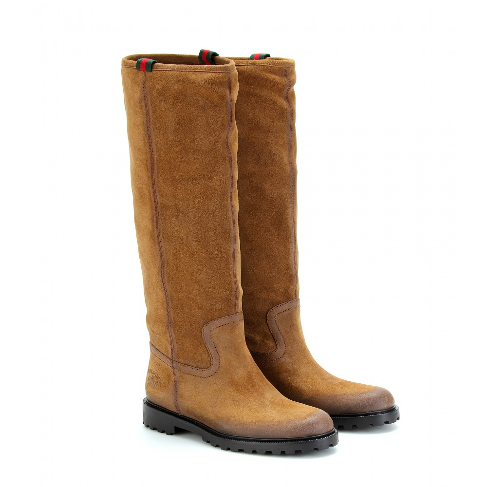 gucci st moritz suede boots in brown lyst gucci st moritz suede boots in brown lyst