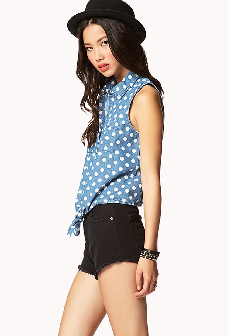 denim polka dot shirt