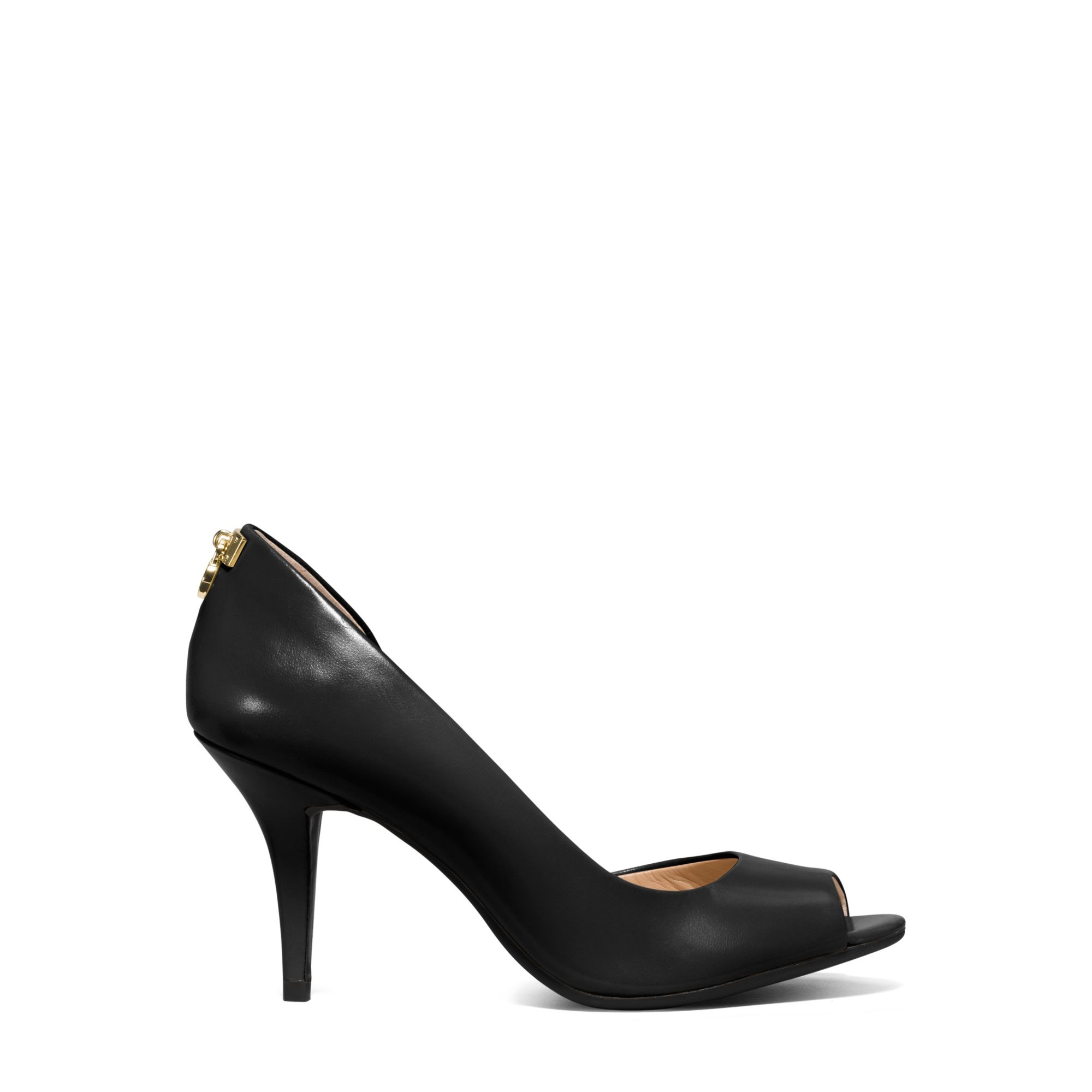 Lyst Michael Kors Hamilton Leather Peeptoe Pump in Black