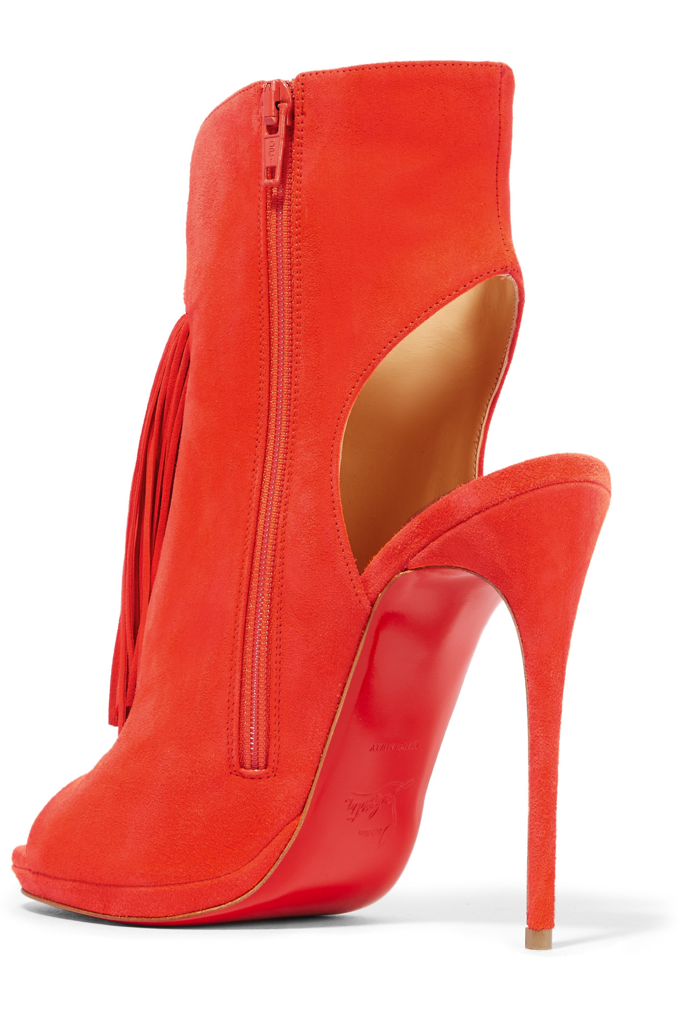 Christian louboutin Ottoka 120 Tasseled Suede Sandals in Red ...