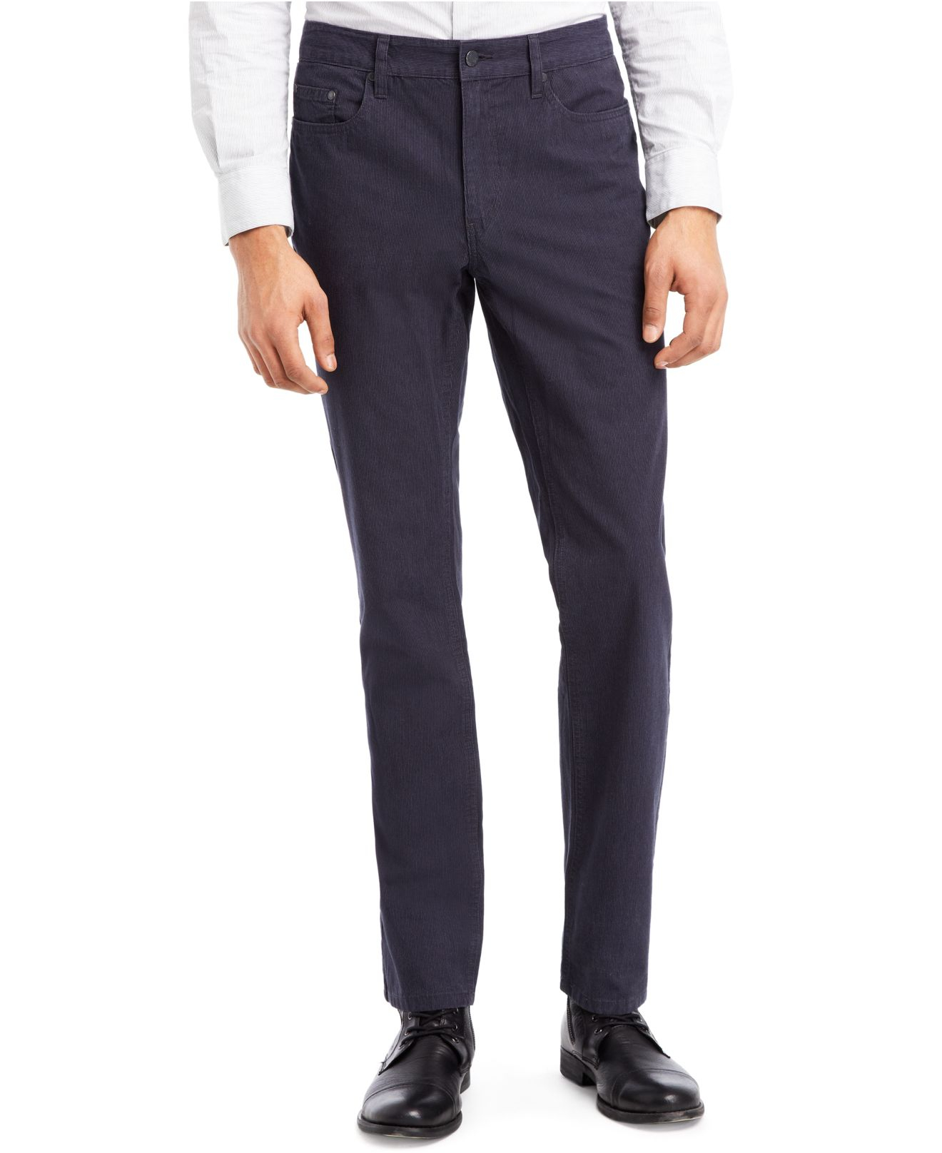 Lyst - Kenneth Cole Reaction Striped 5-pocket Back-tab Pants in Gray ...