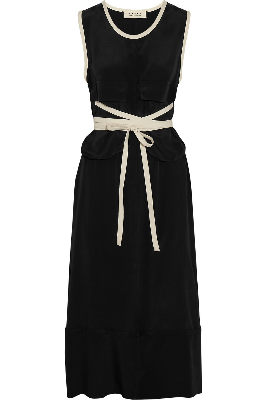 Marni Satin-Jersey Midi Dress in Black | Lyst