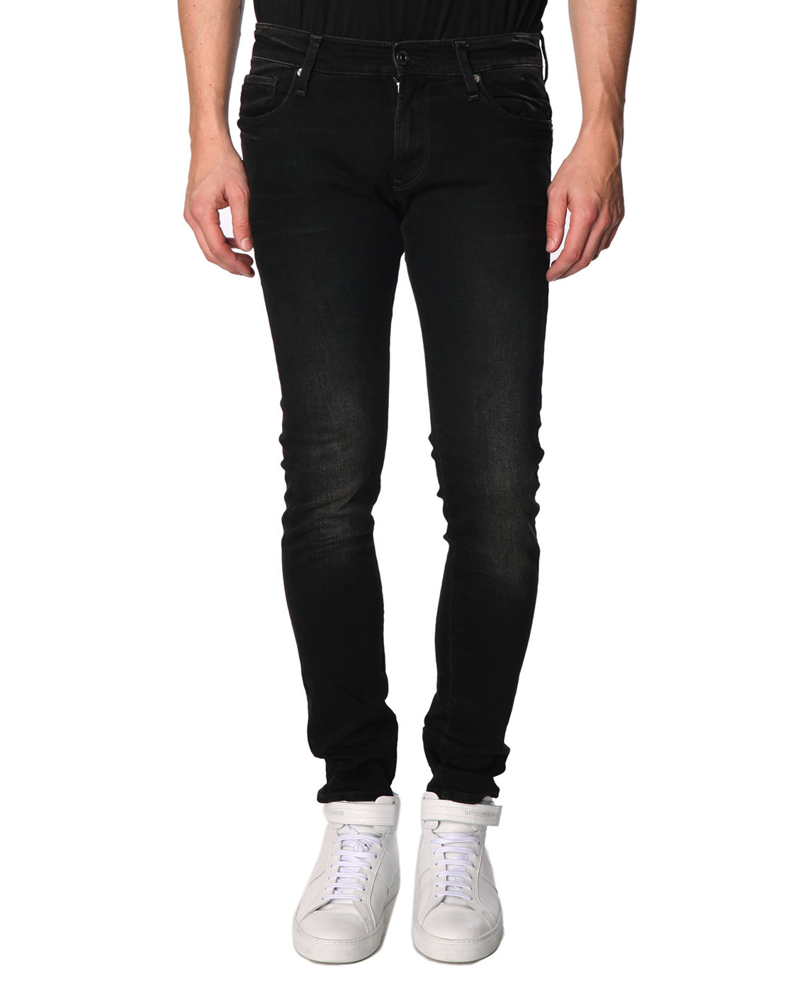 G-star raw Super Slim 3301 Black Washed-out Jeans in Black for Men | Lyst