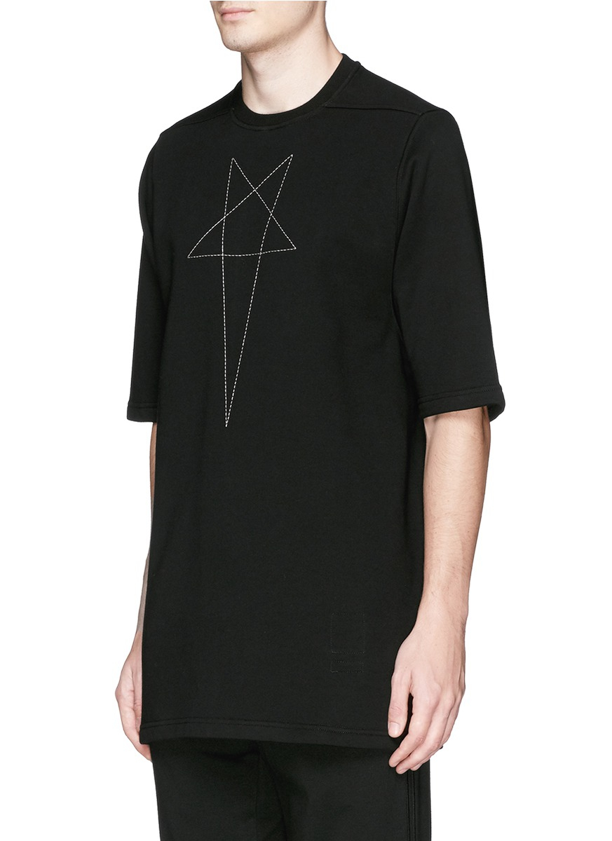 Drkshdw by rick owens Pentagram Embroidery T-shirt in Black for Men | Lyst