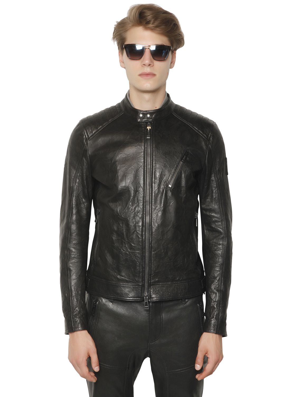 Lyst Belstaff K Racer Tumbled Leather Moto Jacket In Black For Men Gallery