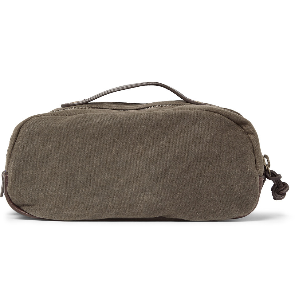 Lyst - J.Crew Abingdon Waxed-Canvas And Leather Wash Bag in Green for Men