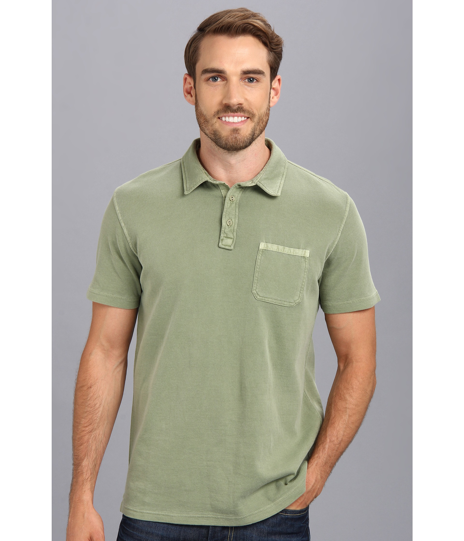 Lucky Brand Double Knit Polo in Green for Men (Hedge Green) | Lyst