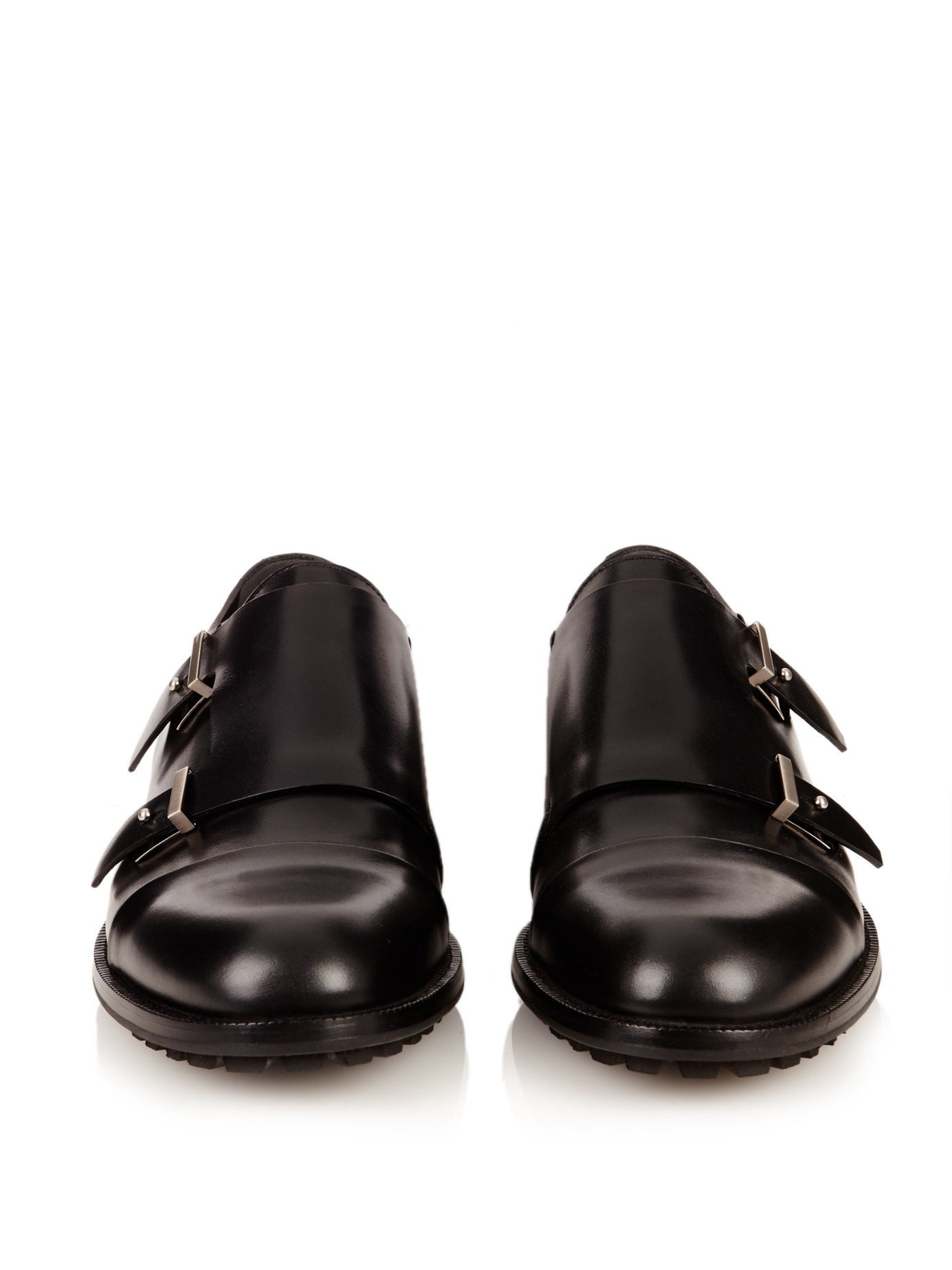 Balenciaga Leather Monkstrap Shoes in Black for Men Lyst