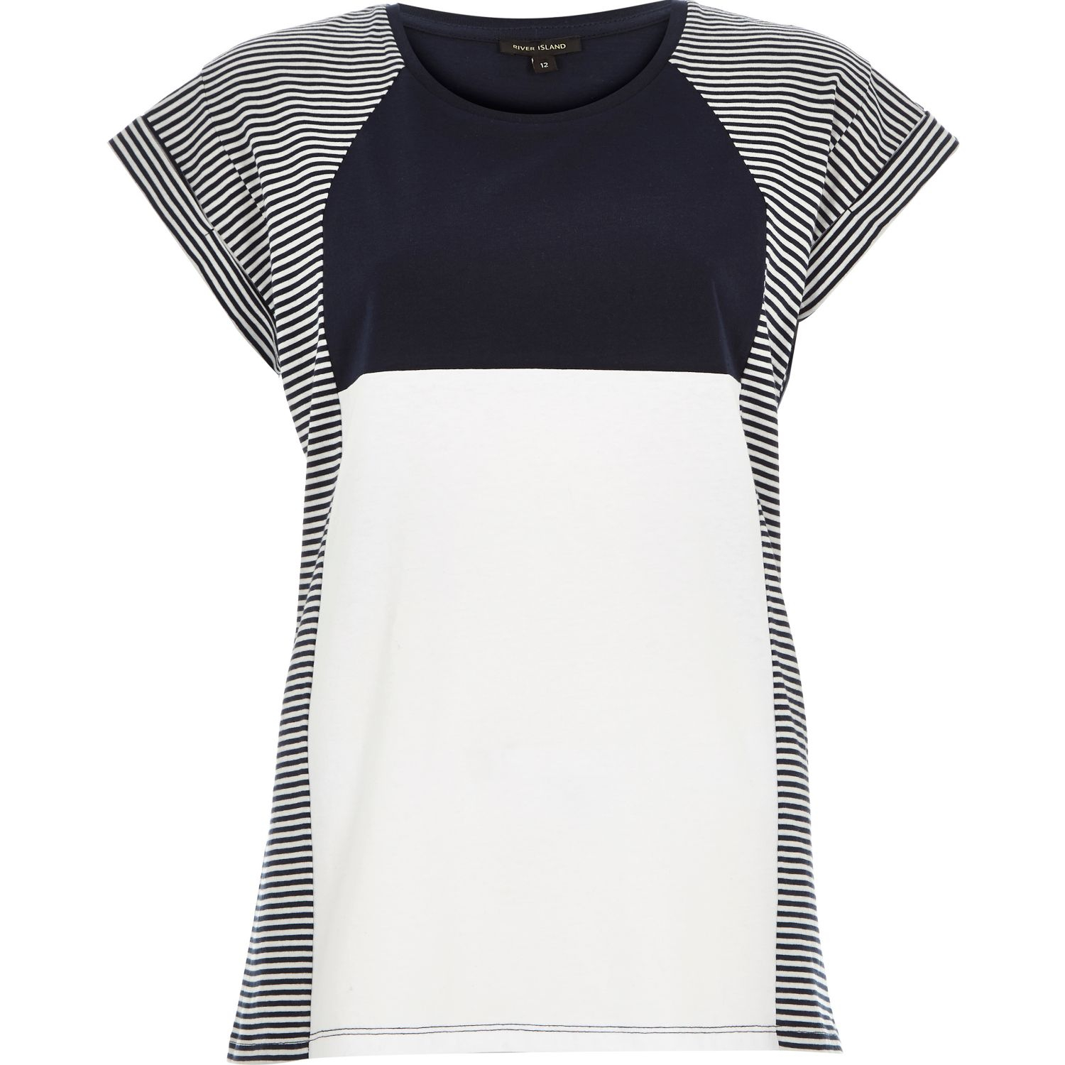 River Island Blue Navy Stripe Colour Block Oversized TShirt Lyst