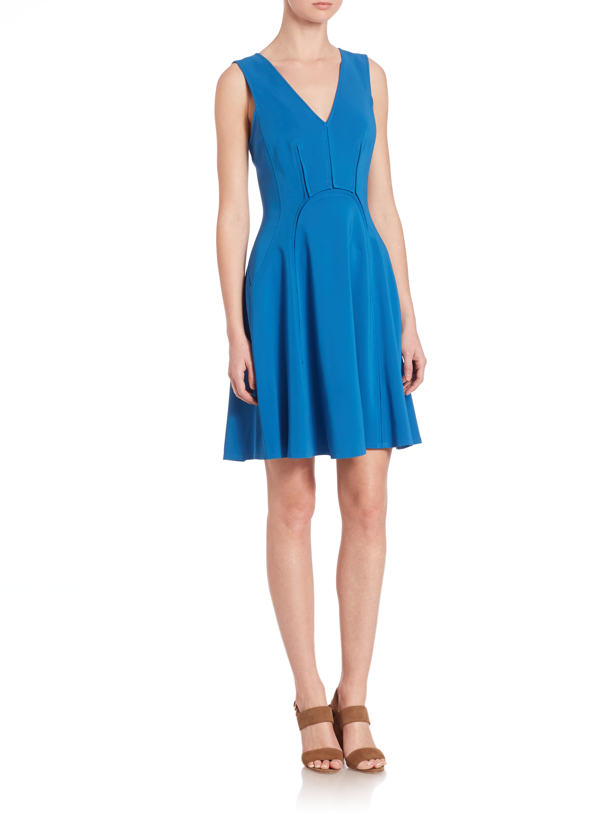 Lyst Rebecca Taylor Suit V Neck Dress In Blue Gallery