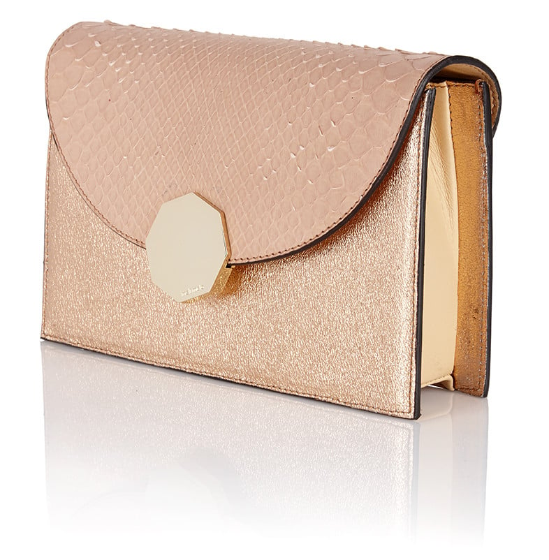 rose coloured clutch bag