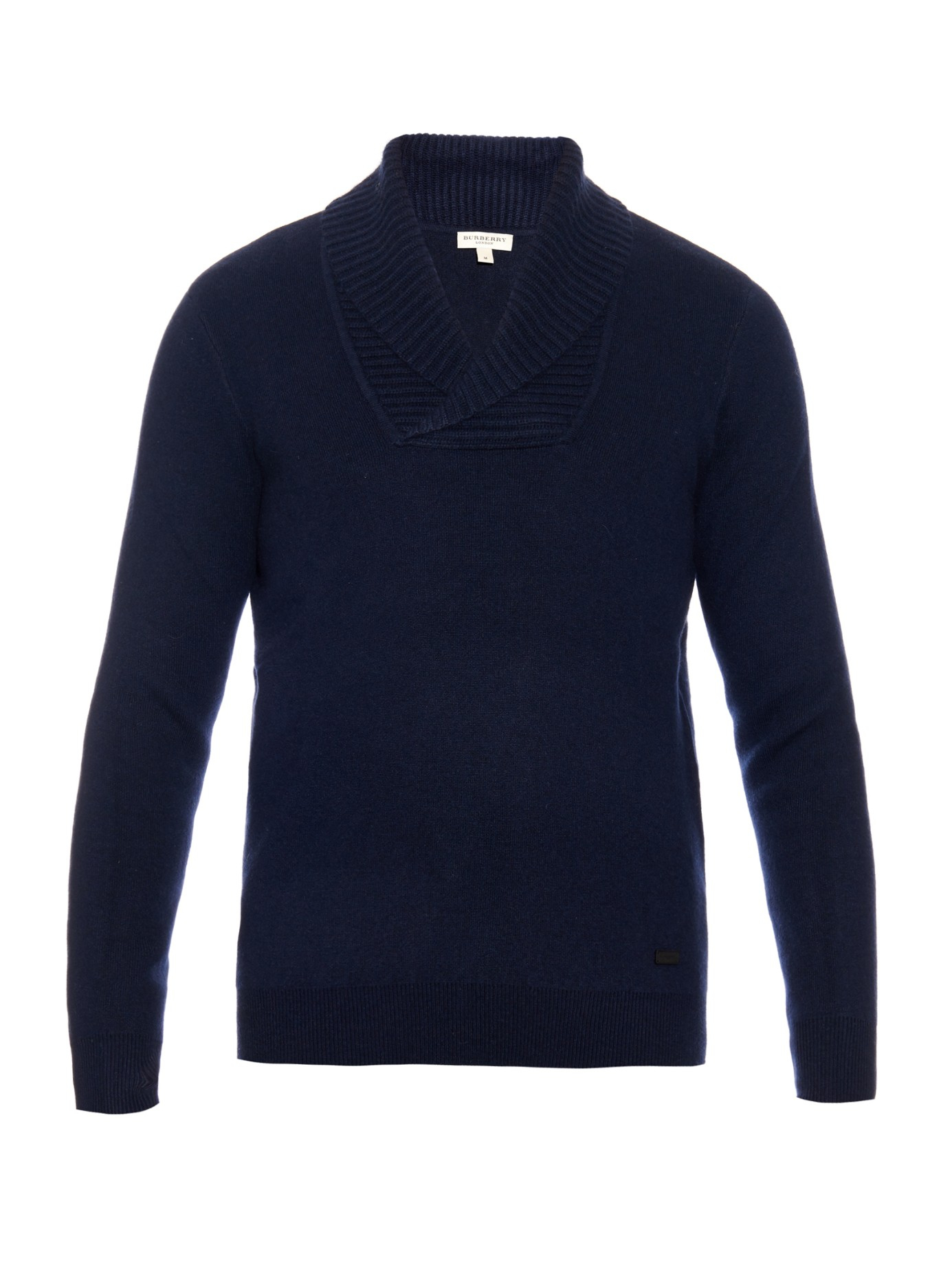 Burberry Shawl-collar Wool And Cashmere-blend Sweater in Blue for Men
