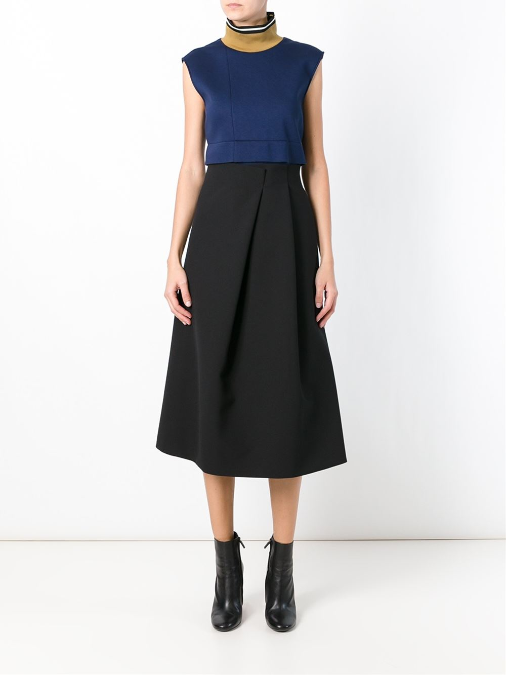 Lyst - Jil Sander A-line Midi Skirt in Black