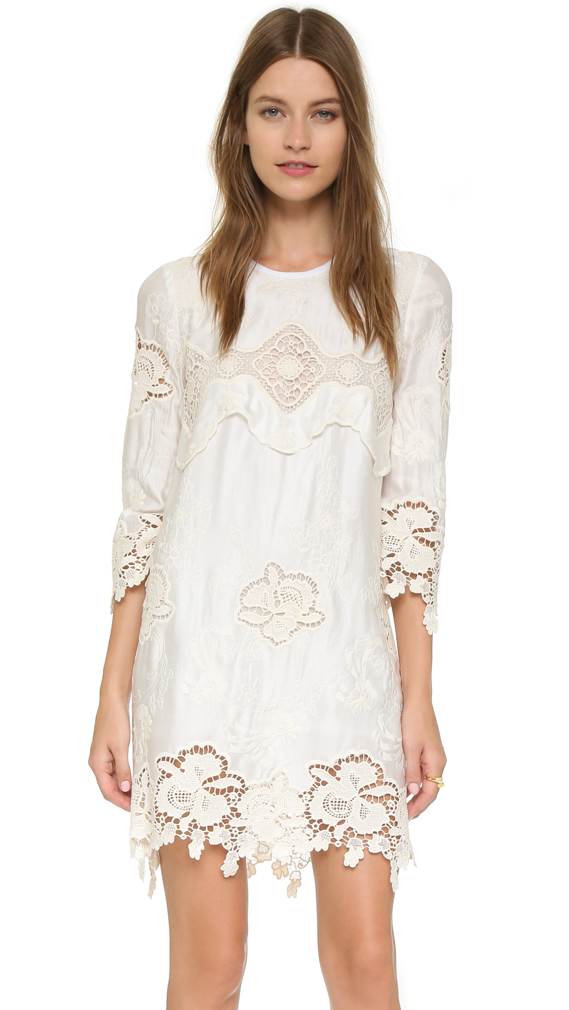 Lyst - Just Cavalli Lace Shift Dress - Off White