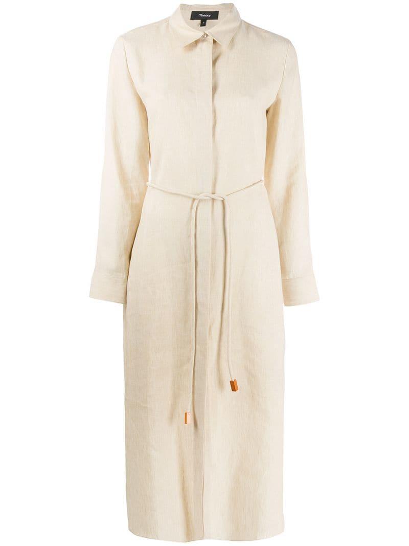 Theory Belted Shirt Dress in Natural - Lyst