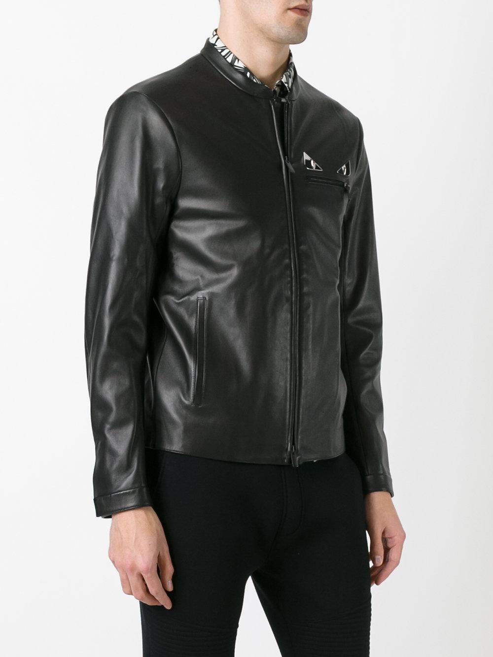 Lyst - Fendi 'metal Eye' Leather Jacket in Black for Men