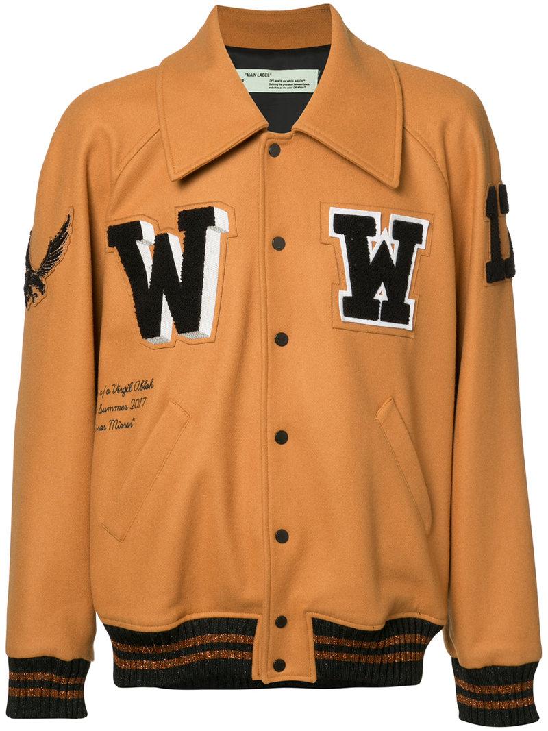 OffWhite c/o Virgil Abloh Patched Varsity Jacket in Brown for Men Lyst