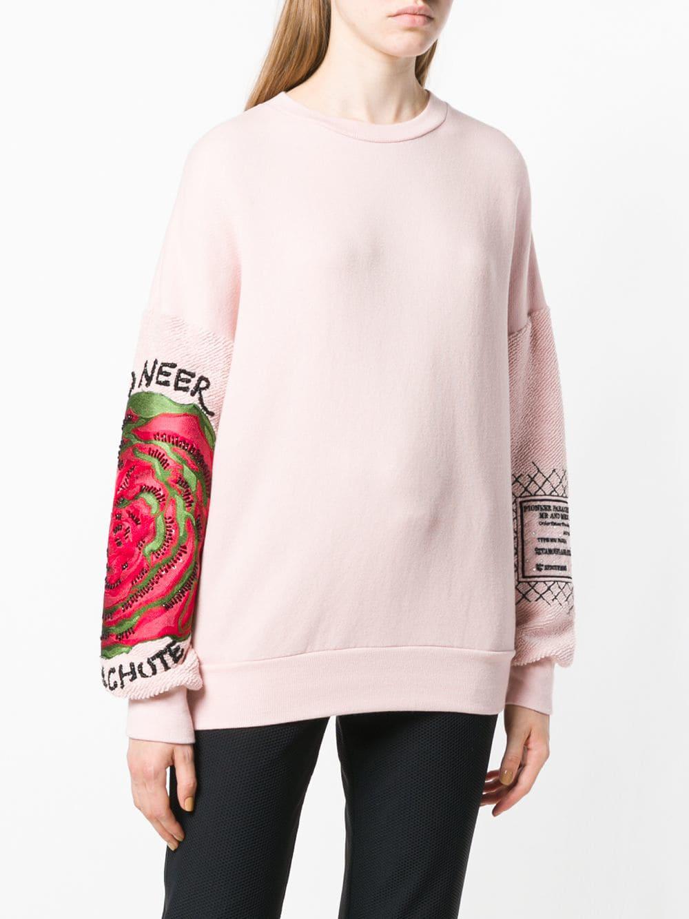 Mr & Mrs Italy Embroidered Floral Sweatshirt in Pink - Lyst