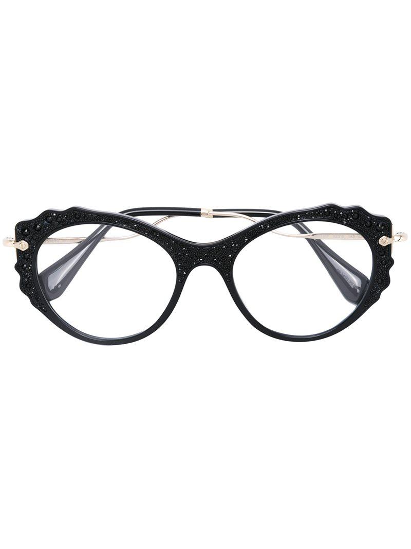 Lyst Miu Miu Cat Eye Glasses In Black 2746