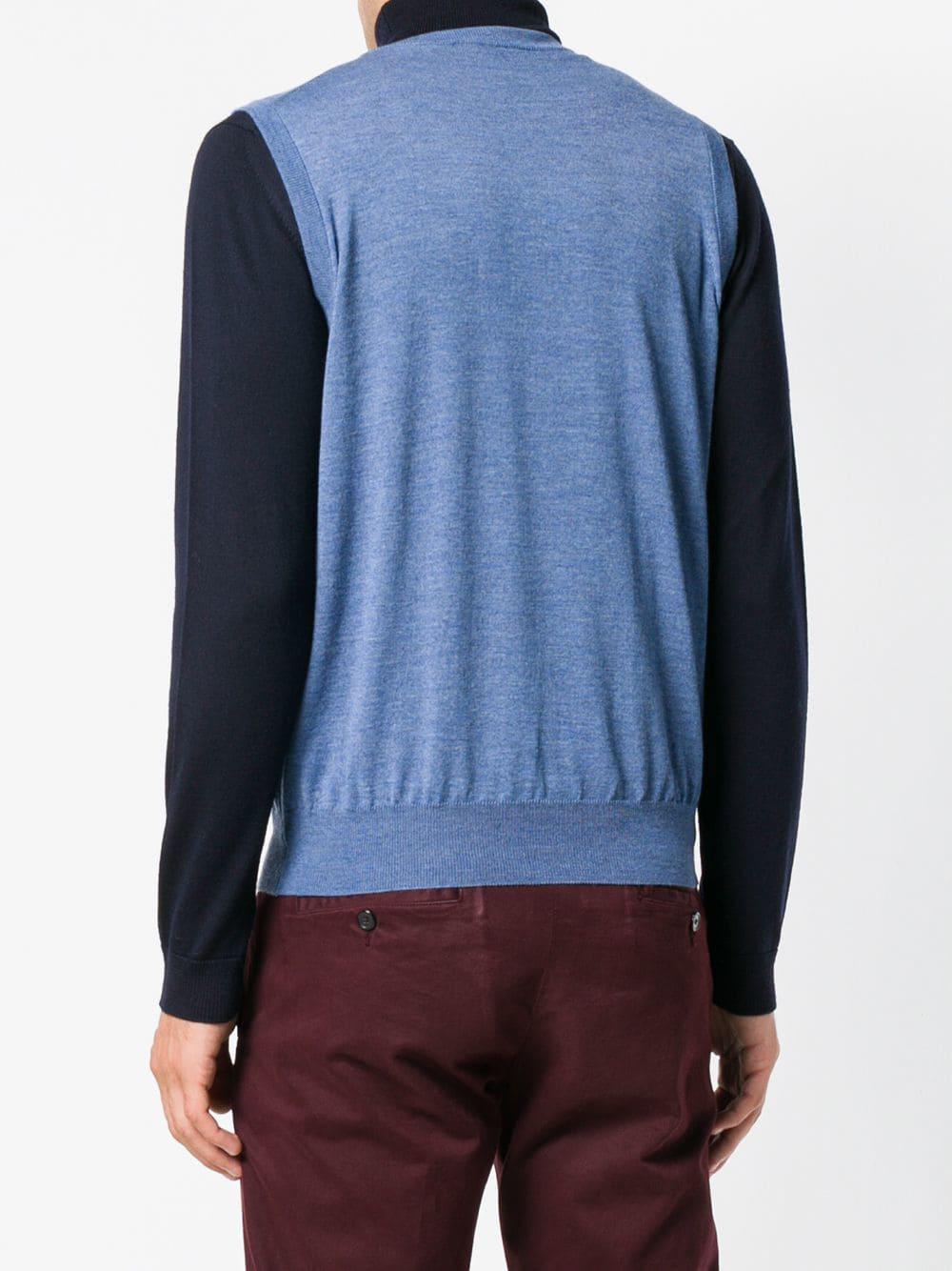 Canali V-neck Sleeveless Sweater in Blue for Men - Lyst