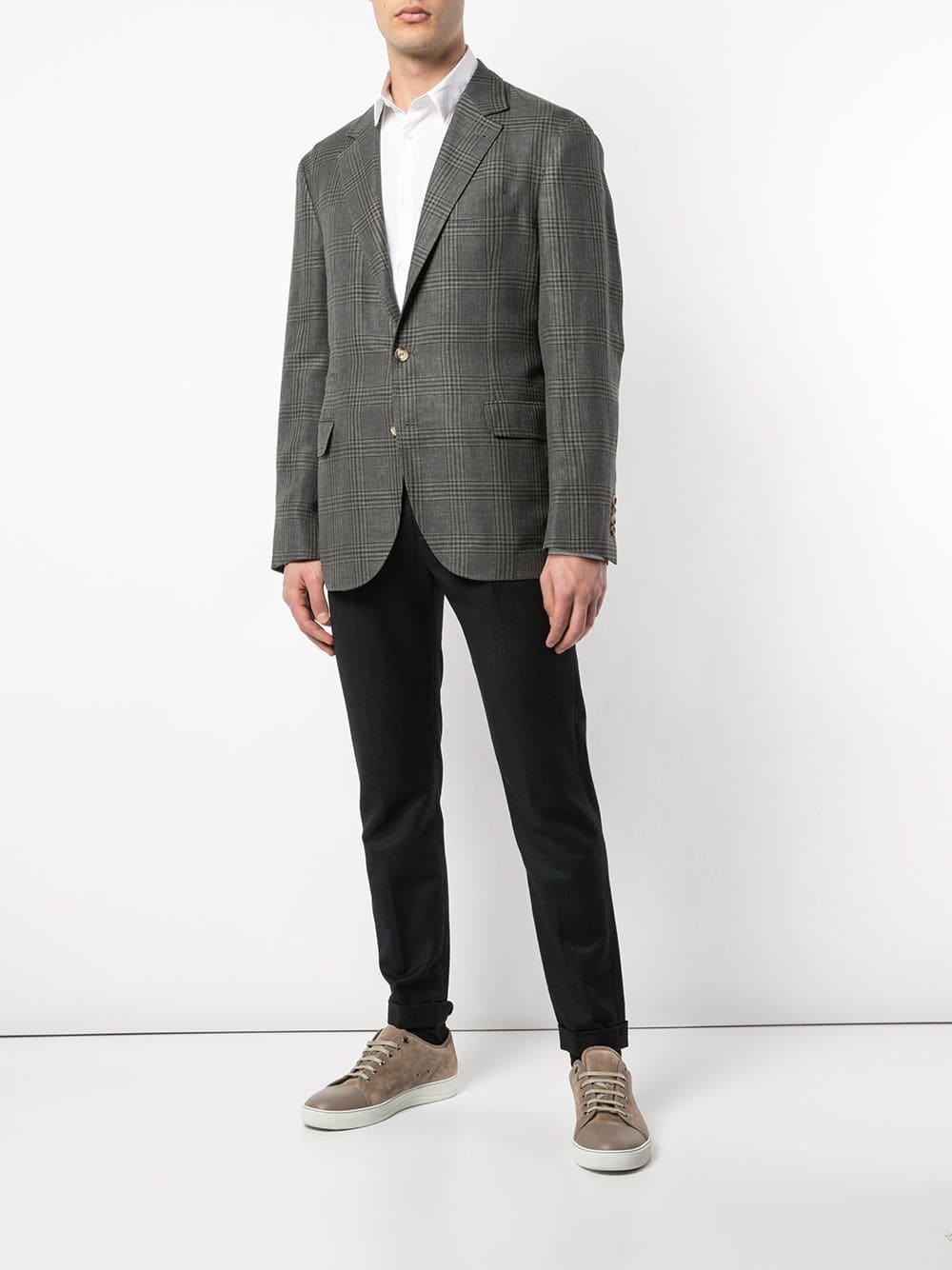 Brunello Cucinelli Plaid Blazer in Green for Men - Lyst