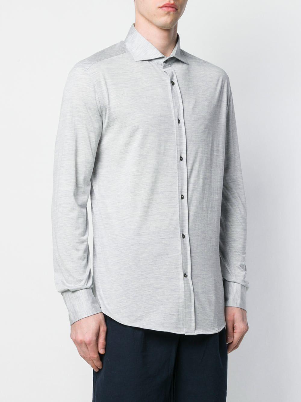 Brunello Cucinelli Silk Classic Buttoned Shirt in Grey (Gray) for Men ...