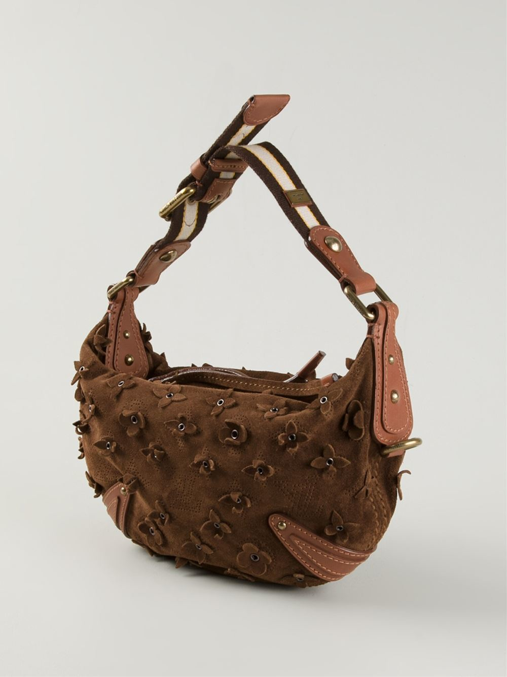 Louis Vuitton Brown Bag With Pink Flowers