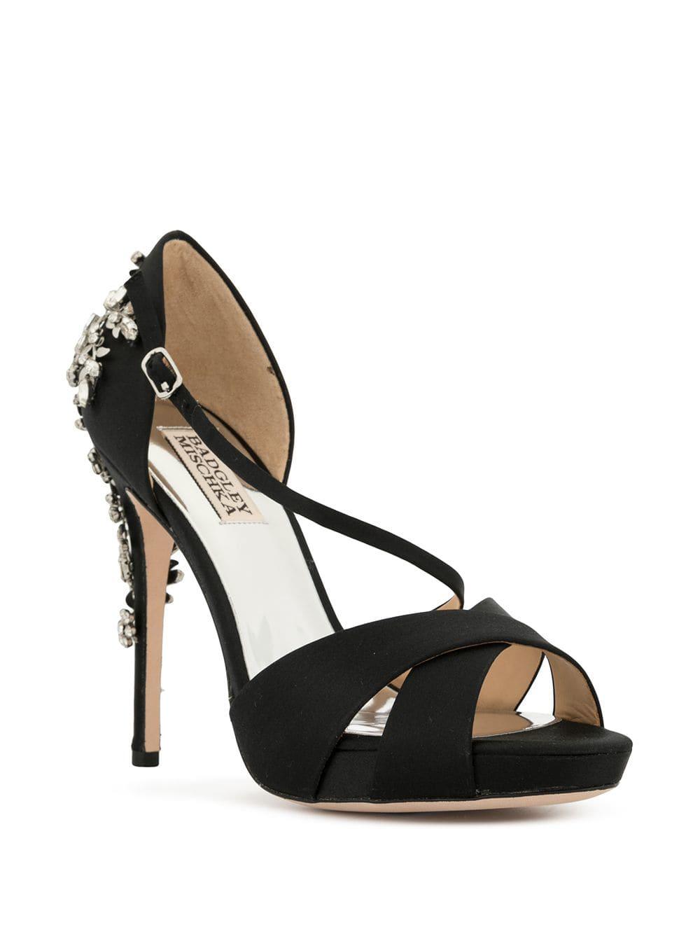 Badgley Mischka Fame Embellished Sandals in Black - Lyst