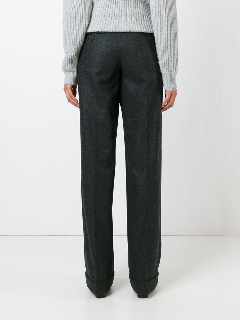 Lyst - Michael kors - Turn-up Hem Straight Trousers - Women - Cashmere ...