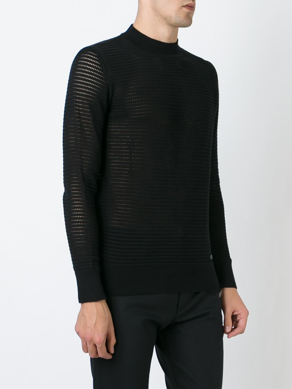 Lyst - Diesel Black Gold Mesh Stripe Sweater in Black for Men
